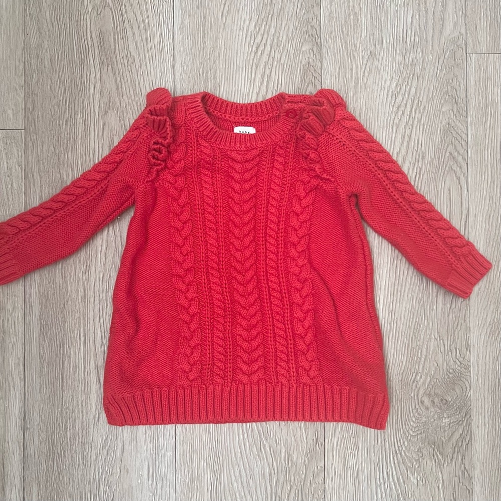 Red baby sweater dress 3-6 M